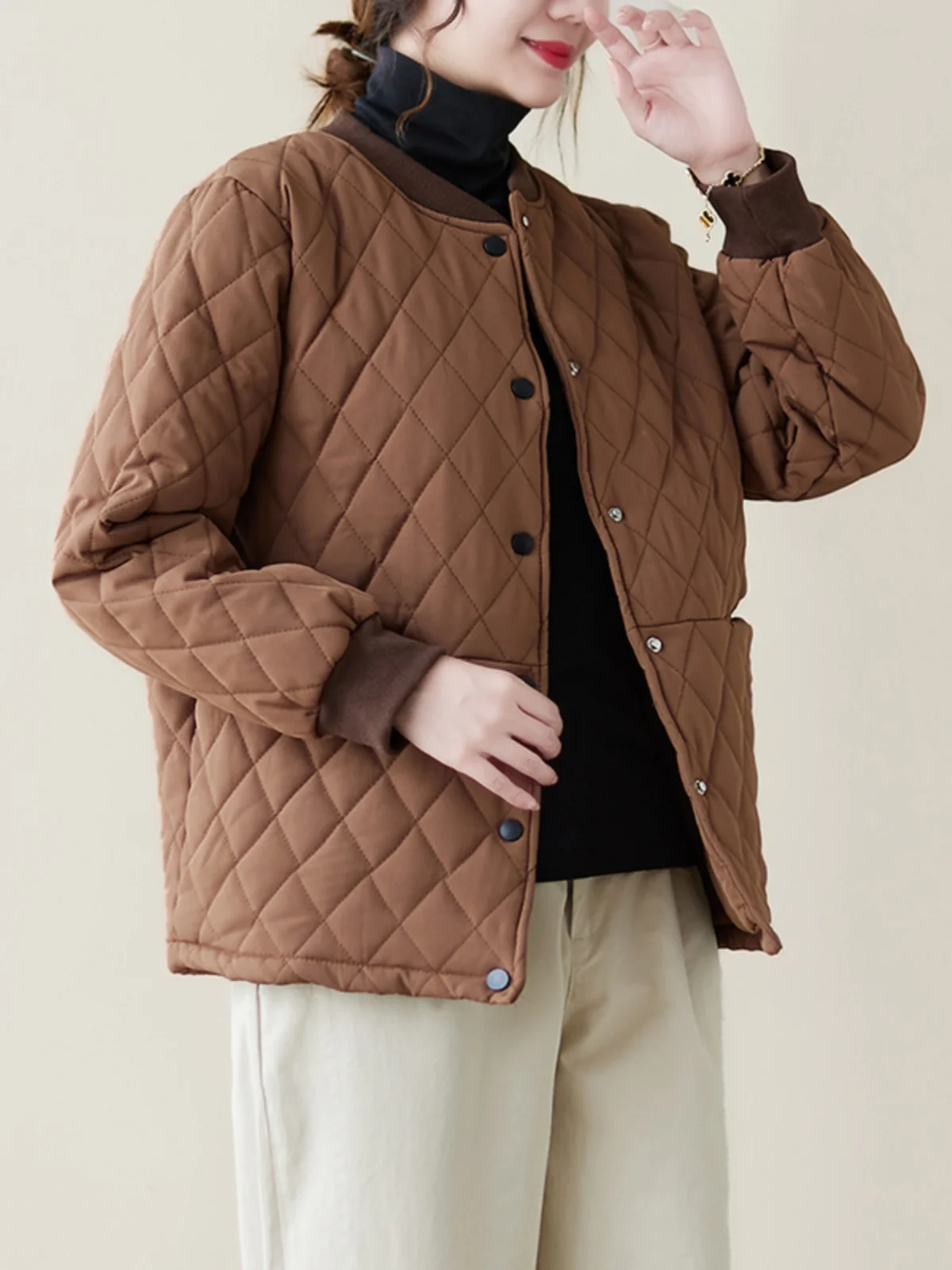 Модная женская куртка на хлопковой подкладке в стиле ретро осень и зима 2024 новая