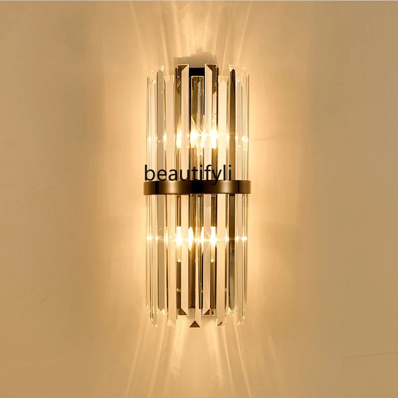 

yj Post-Modern Light Luxury Crystal Wall Lamp Living Room Television Background Wall Bedroom Bedside Corridor Aisle Wall Lamp
