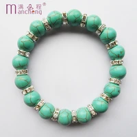 2022 new style bohemia natural round stone stretch rope chain crystal turquoise bracelet for women man good quality