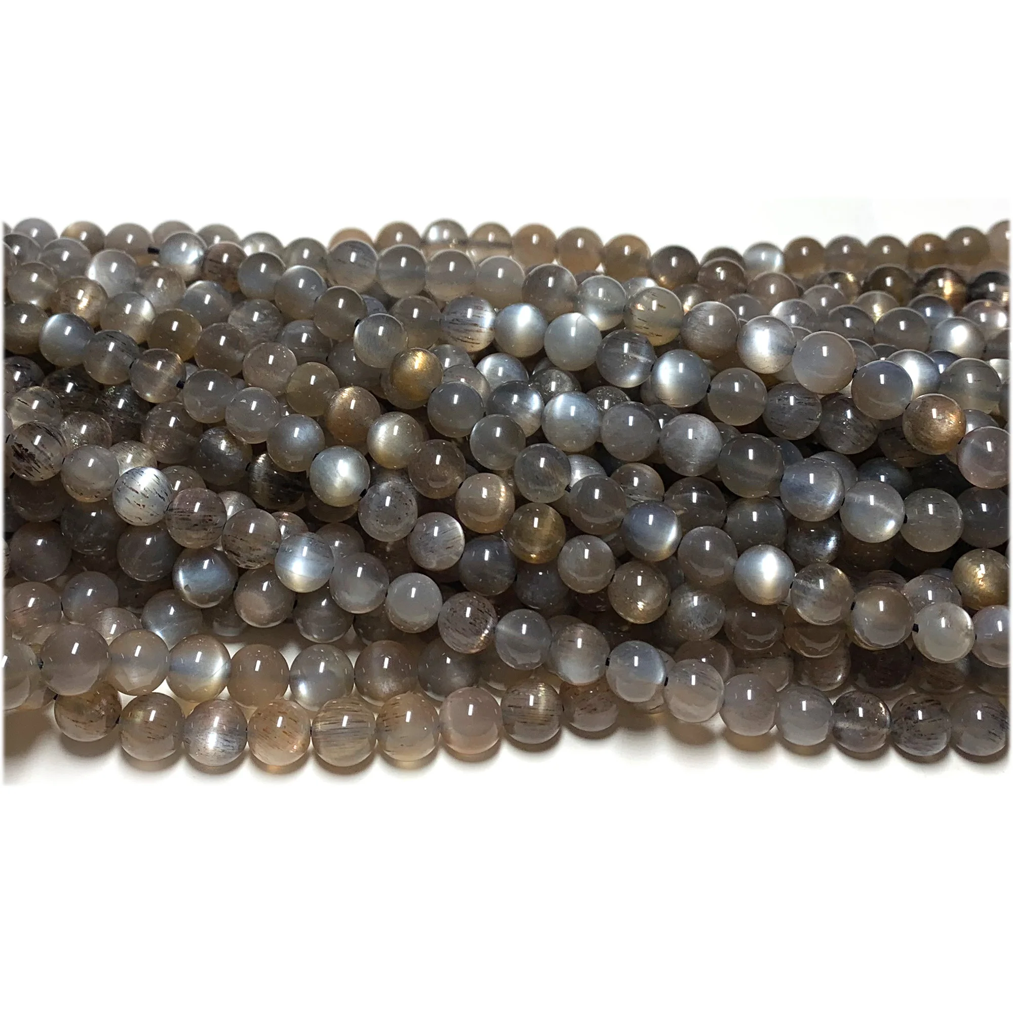 Veemake натуральные круглые бусины россыпью цвет: серый черный золотой 08085