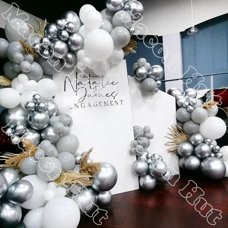 

200pcs Macaron Gray Matte Latex Balloon Birthday Wedding Party Backdrop Baby Shower Silver Arch Atmosphere Decoration Garland