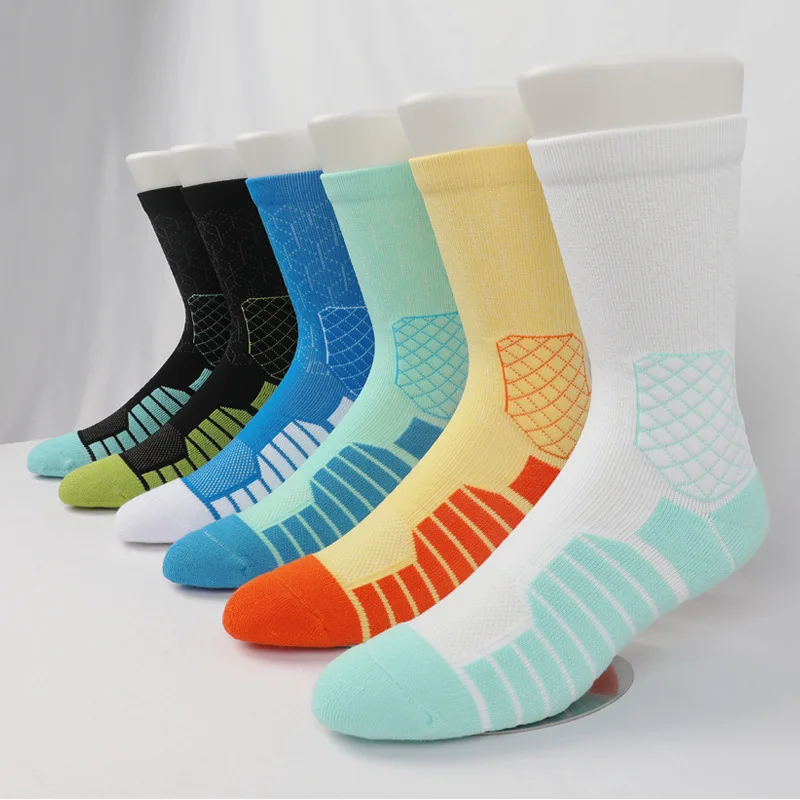 Thickened Towel Bottom Middle Tube High-top Sports Absorb Sweat Breathable Deodorized Men's Women's Basketball Elite Socks