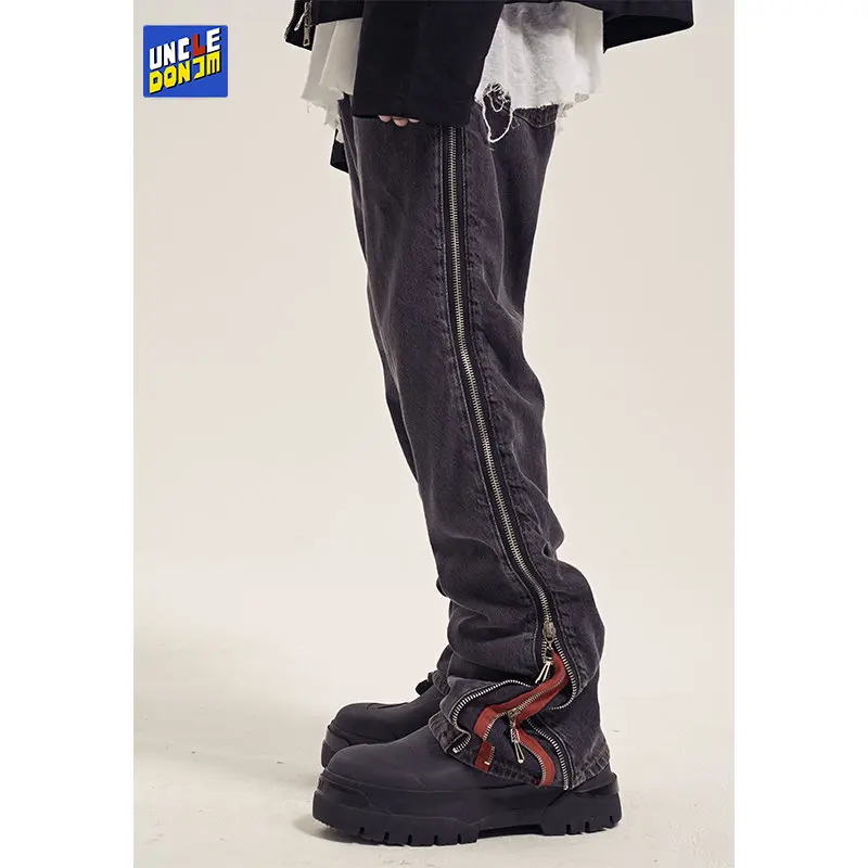 

Side double zipper jeans men vintage cargo pants street wear jeans for men pantalones y2k hombre baggy jeans men dropshipping