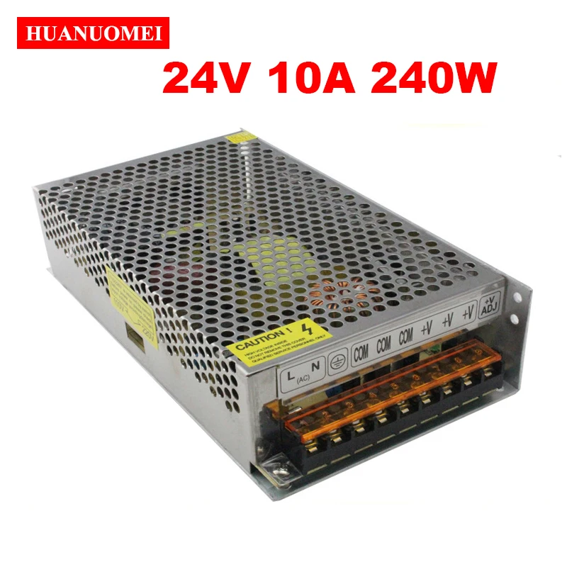 AC-DC 24 В 10 А 240 Вт Светодиодный драйвер Блок питания Алюминий AC110V AC 220V to DC24V