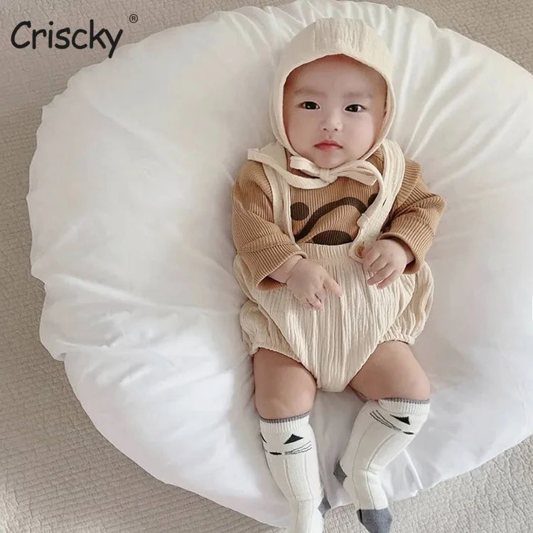 

Criscky 2022 Korean Summer Baby Romper Outfit Organic Cotton Solid T shirts Romper 3month Infant Clothing Baby Girl Bodysuit