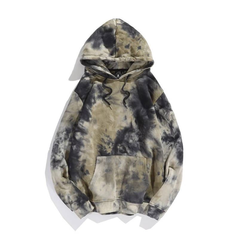 

Tie Dye Hoodie Plush Keep Warm Fashion NewTrend Men Sweatshirts Drawcord Coat Tops Unisex Hip Hop Men High Street Hoodies