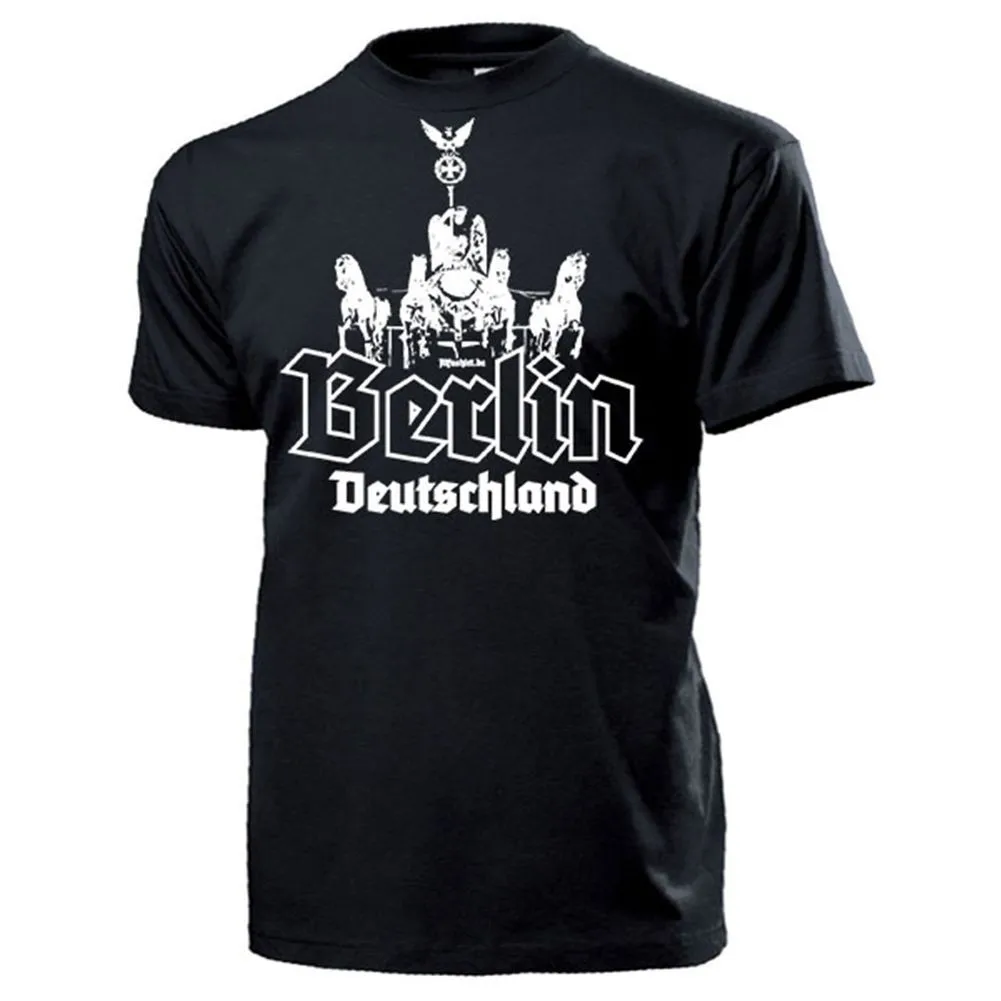 

Germany Capital Berlin Quadriga Brandenburg Gate T-Shirt. Premium Cotton Short Sleeve O-Neck Mens T Shirt New S-3XL