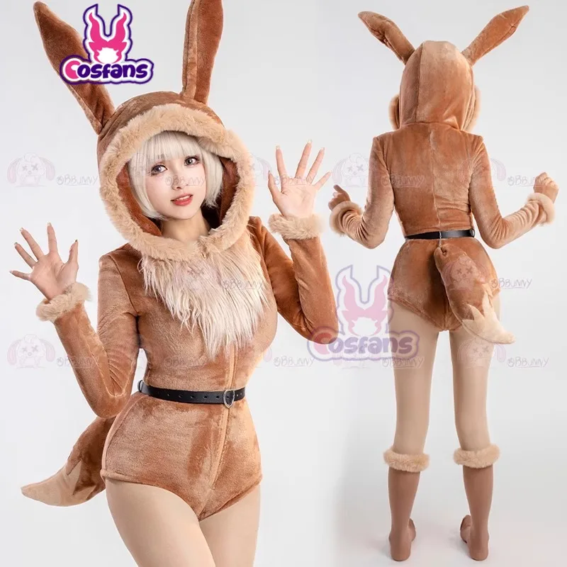Сексуальное женское белье Банни боди плюшевый пушистый комбинезон с капюшоном и