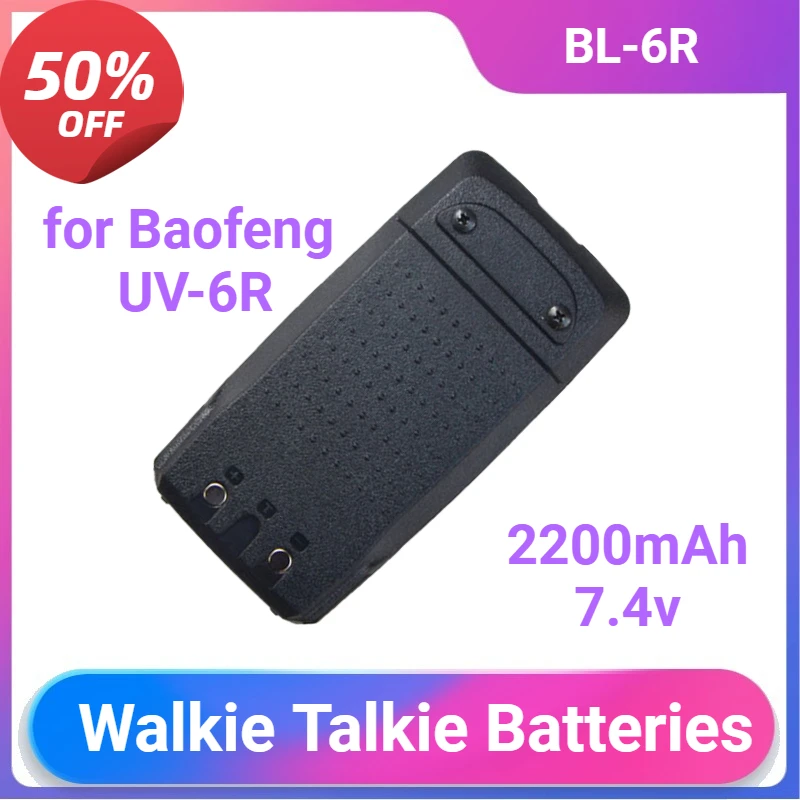 Фото Аккумулятор BL-6R для двусторонней радиосвязи Baofeng UV-6R Ham, оригинальные аксессуары, запасной аккумулятор 2200 мАч №1