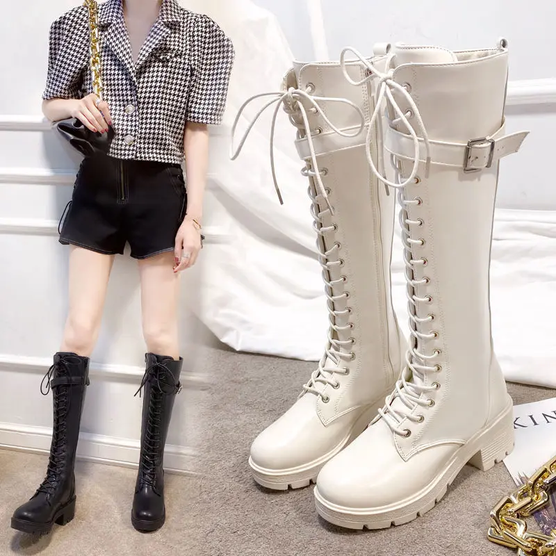 

Long Tube Ladies Boots New Knight Boots Lace-up Riding Boots Knee-high Women's Shoes Non-slip Wear-resistant Fashion Boots