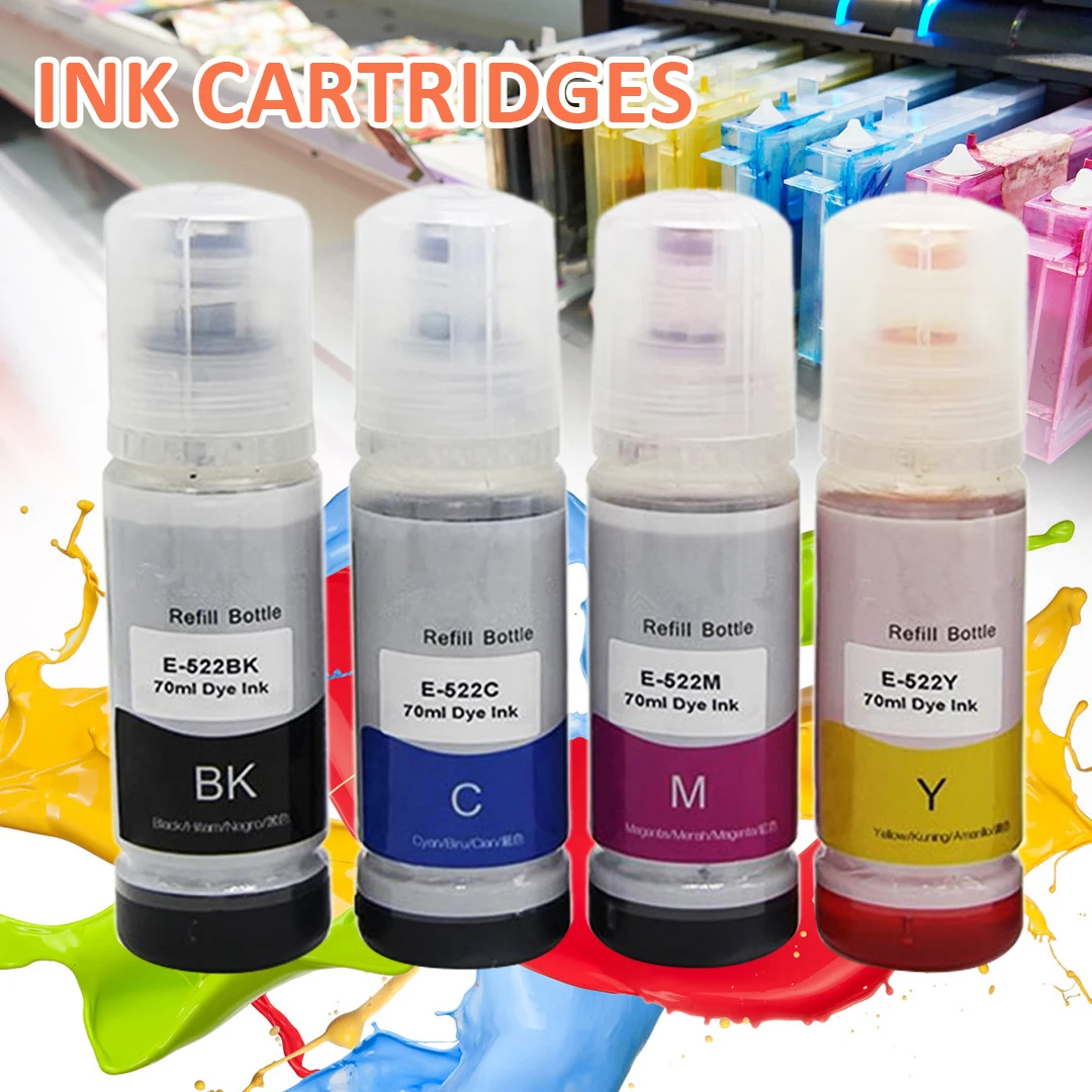 

1pc 70ml Inkjet Printer Cartridge Colorful Refill Dye Ink For Epson Expression ET-1110 ET-2710 ET-2720 ET-4700
