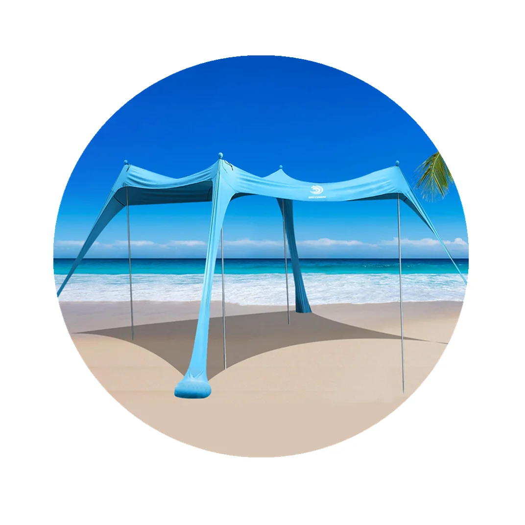 Pop Up Sun Shelter 4 Pole Family Beach Tent With Carry Bag For Beach Fishing Backyard Camping And Outdoors