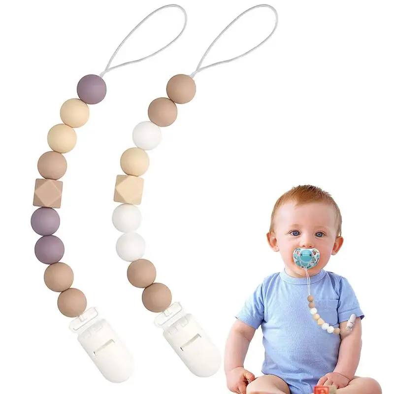 

Baby Pacifier Chain 2pcs Safe Pacifier Clip Chain Nipple Teether Nipple Appease Soother Chain Clips Dummy Holder Nipple Clip For