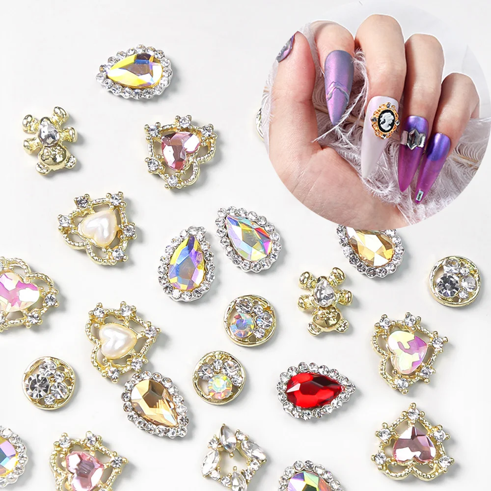 10 шт. металлические алмазные украшения для ногтей