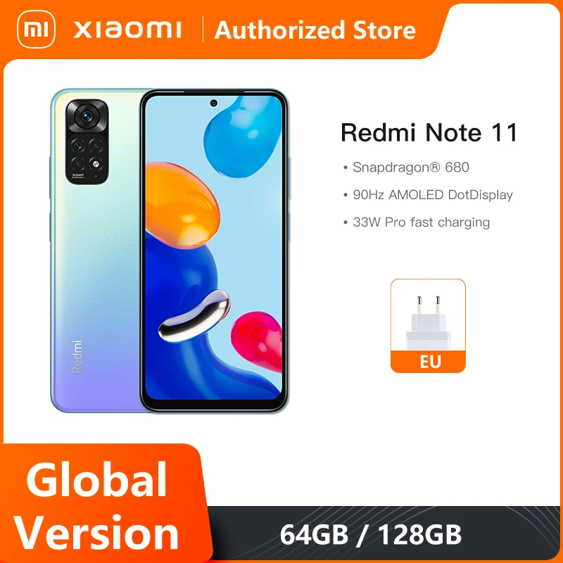  Global Version Xiaomi Redmi Note 11 Smartphone Snapdragon 680 Octa Core 33W Pro Fast Charging 50MP Quad Camera 