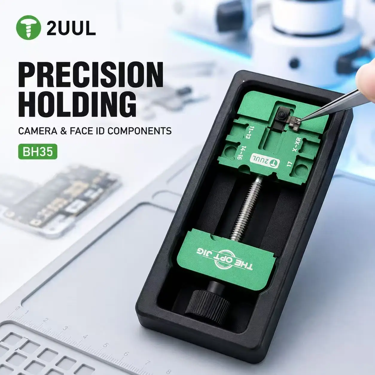Фото 2UUL BH35 THE OPT JIG Крепление для фиксации компонентов камеры Face ID, прецизионный держатель-зажим для инструментов ремонта мобильных телефонов серии X-17 №4