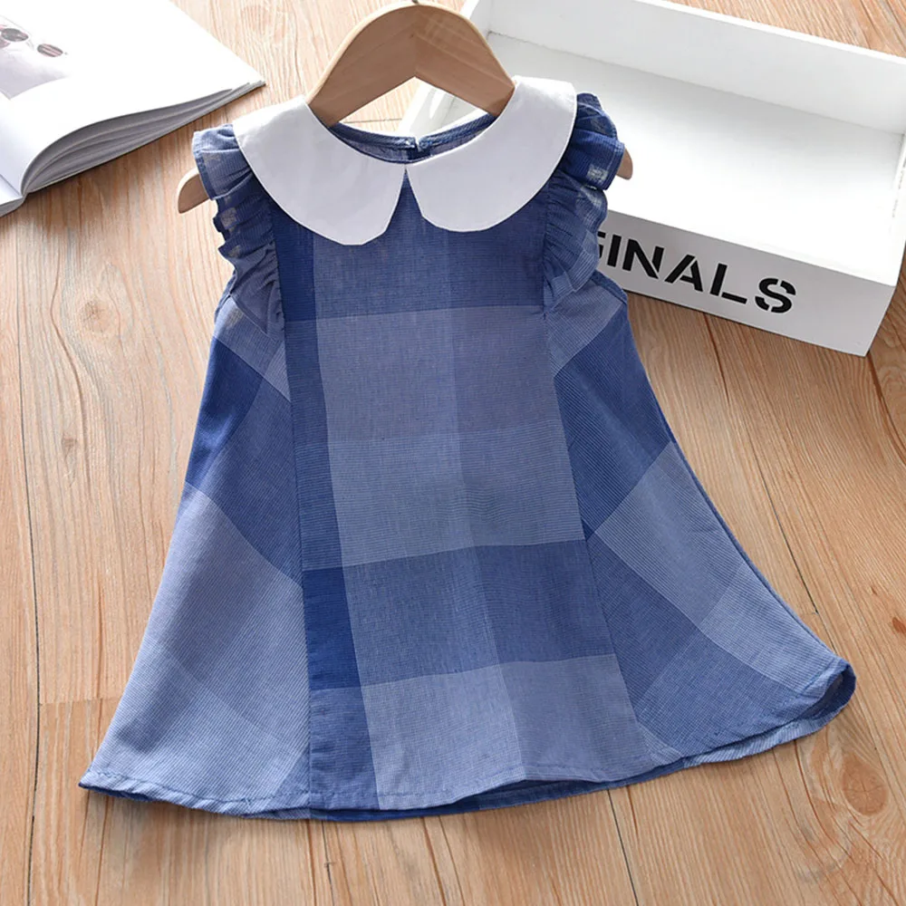 

Menoea Toodler Girls Plaid Dresses New Summer Flying Sleeves Casual Dress Kids Girl Vest Vestidos Children's Fashion Clothing