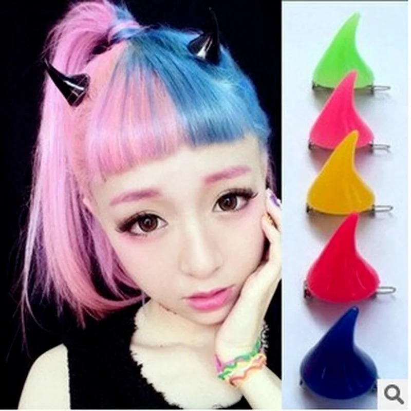 

1 Pair Small Demon OX Horn Hairpins Luminous Party Cosplay Costume Pin Hairpins Costume Horn Halloween Hair Accessories Hairclip