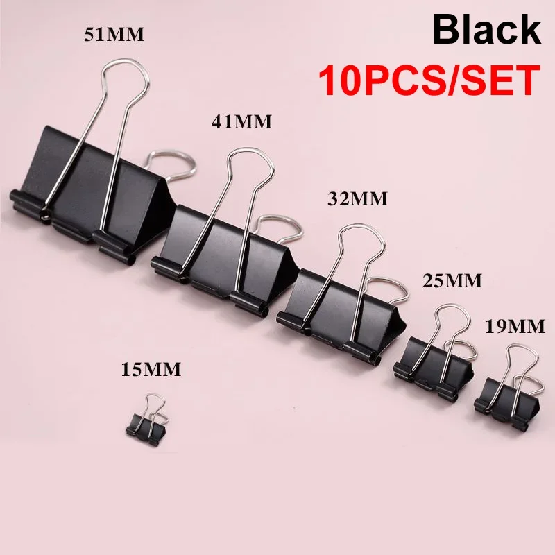 

Black Supplies Binding Office Notes Letter Binder Metal Paper 10pcs/lot Securing Clip Clips Clips