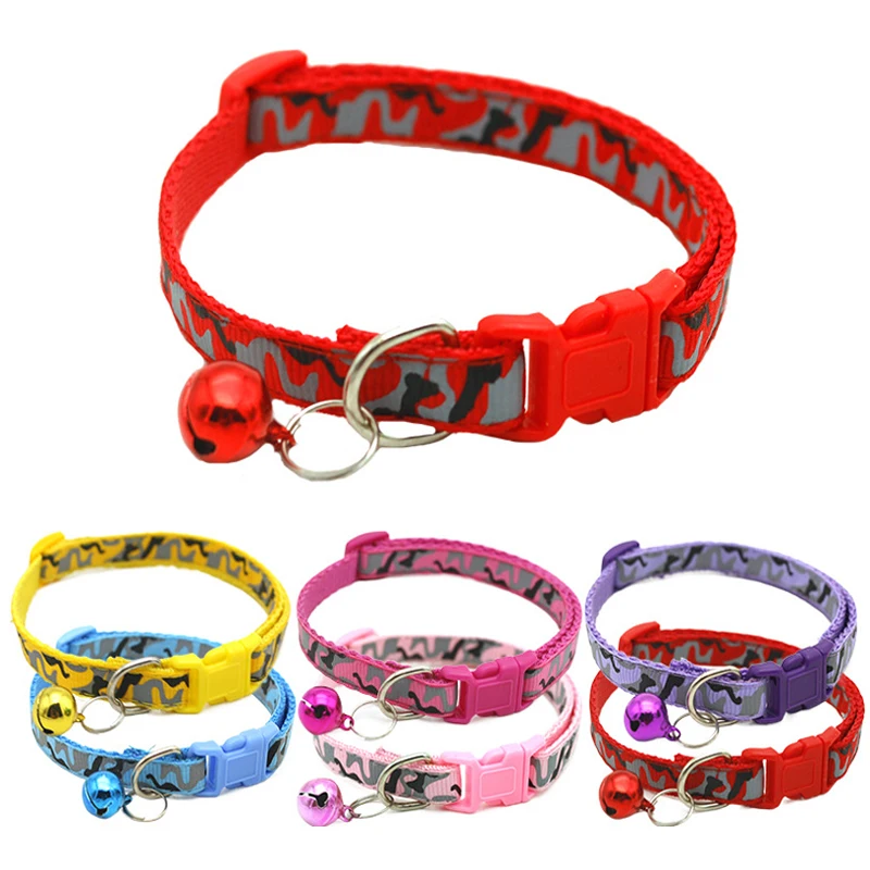 

Cat Collar Cartoon Print Cats Puppy Collar with Bells Adjustable Reflective Nylon Safety Buckle Pets Dogs Neck Cat Accessories