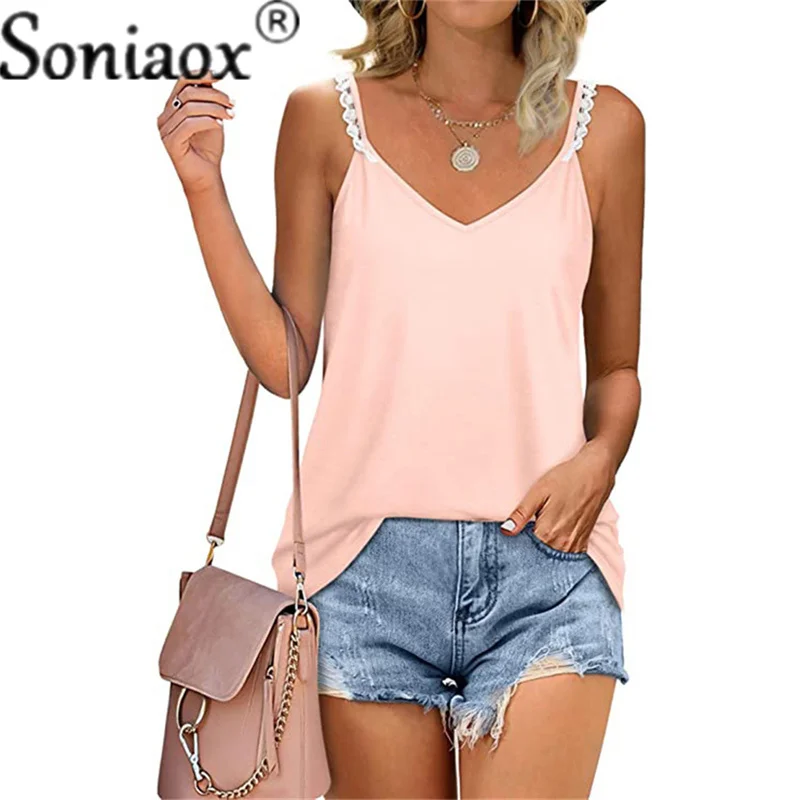 Майка женская Свободная однотонная с V-образным вырезом пикантная рубашка в