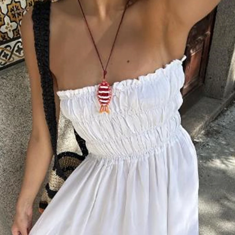 Женские серьги-подвески в виде рыбок оранжевого и красного цвета