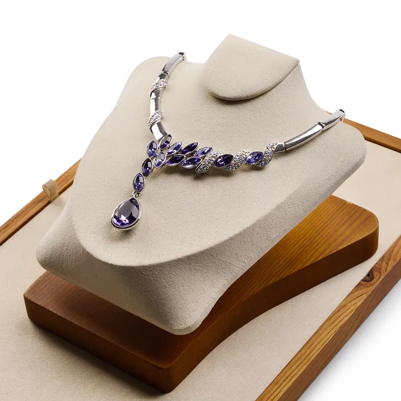 Oirlv Wooden Jewelry Neck Display Necklace Pendant Display Stand Jewelry Exhibition Necklace Display Solid Wood Necklace Holder