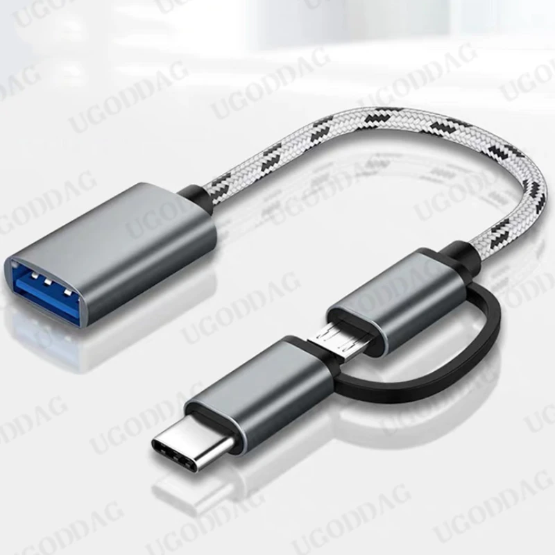 2 в 1 Кабель-адаптер Type-C OTG для Samsung S10 Xiaomi Mi 9 Android MacBook мышь геймпад планшетный ПК Type C