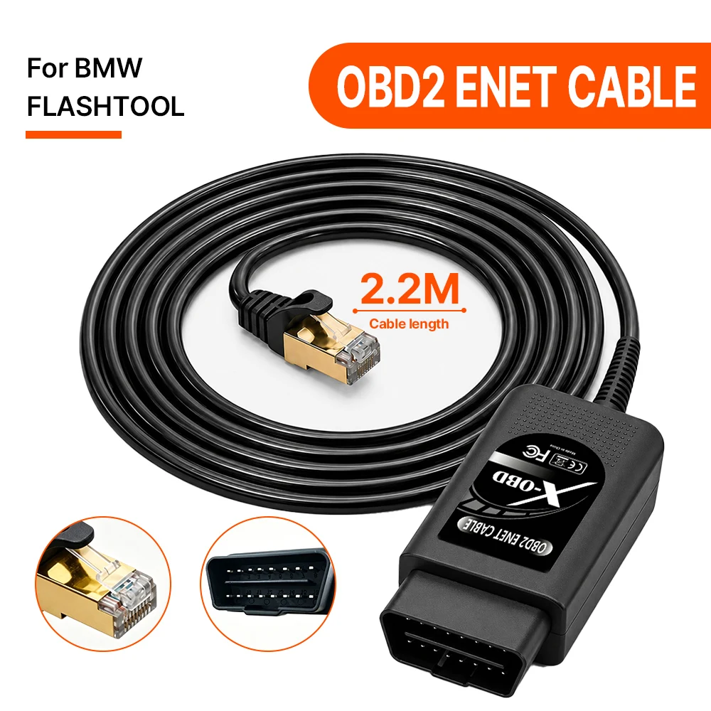 Фото Диагностический кабель OBD2 ENET 2 м для BMW F/G серии – инструмент для кодирования E-SYS ISTA Bimmercode Bootmod3 – с жилами из чистой меди №1
