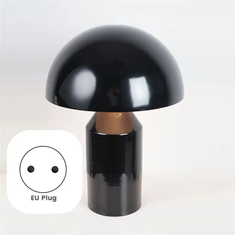 Фото Настольная лампа DT17 Nordic Mushroom E27, 3 цвета, прикроватная лампа, черный металл, вилка EU, для гостиной. №3