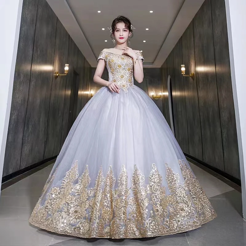Платье Quinceanera NoEnName_Null белое акрил