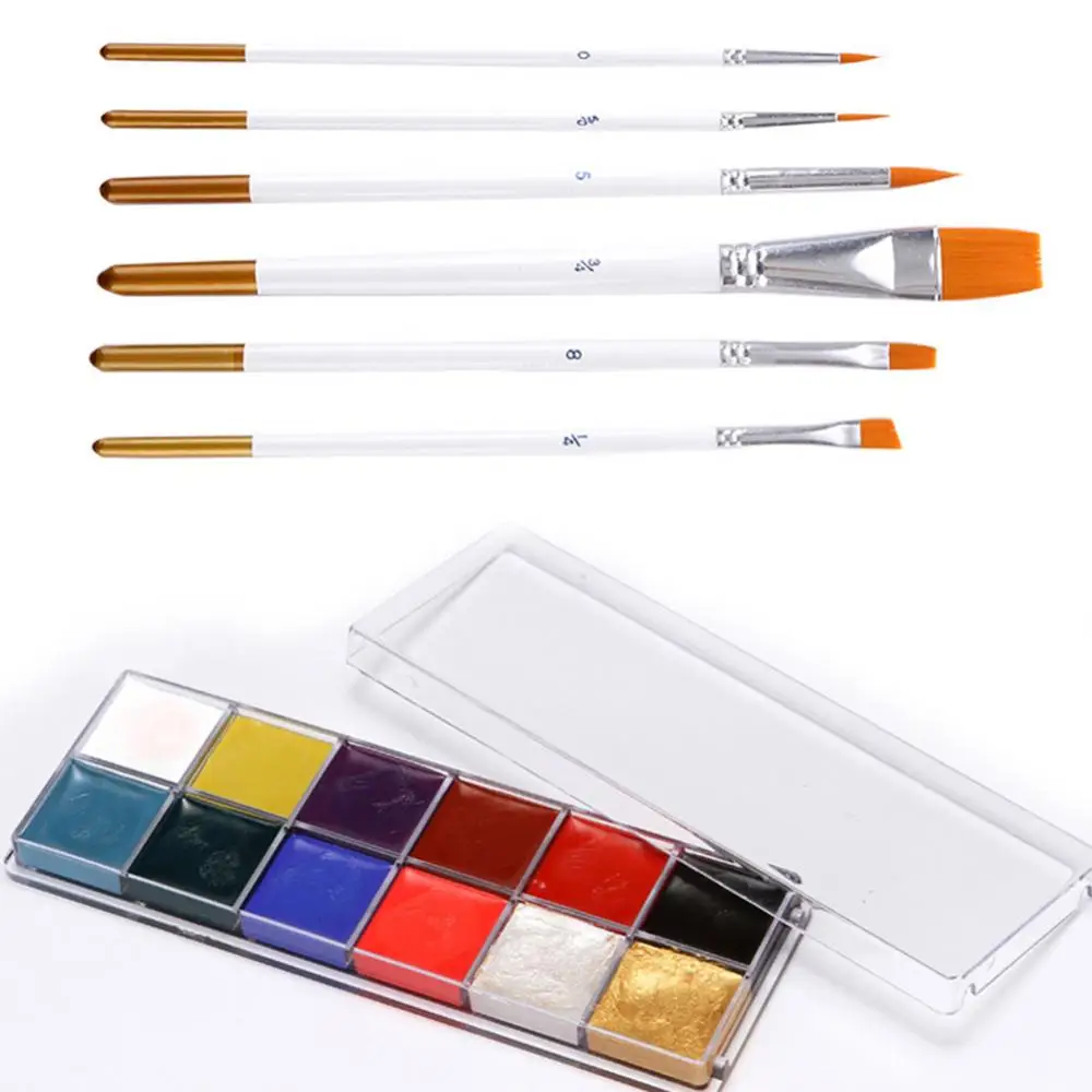 

12 цветов, моющаяся масляная живопись для лица и тела, инструмент для макияжа на Хэллоуин