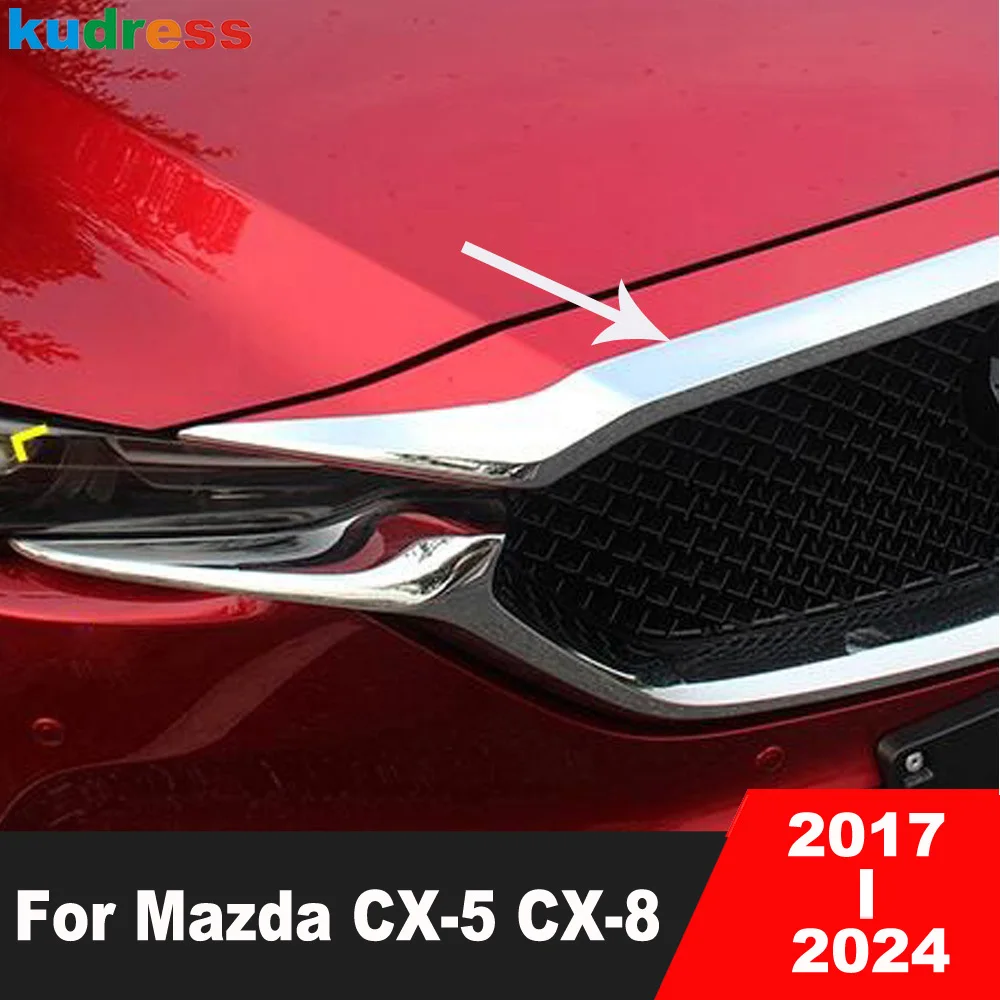 Для Mazda CX5 CX-5 KF CX8 CX-8 2017 2018 2019 2020 2021 2022 2023 2024 хромированная передняя крышка двигателя