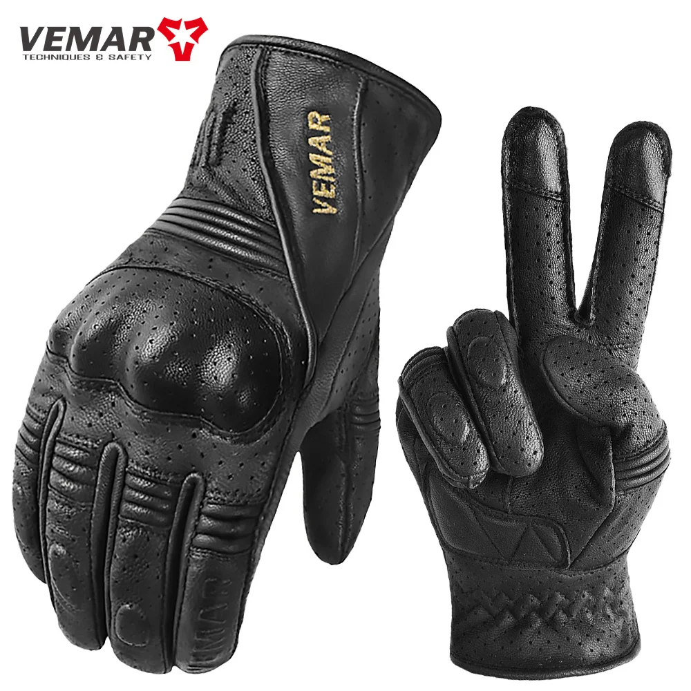 Винтажные мужские мотоциклетные перчатки VEMAR кожаные летние для мотокросса