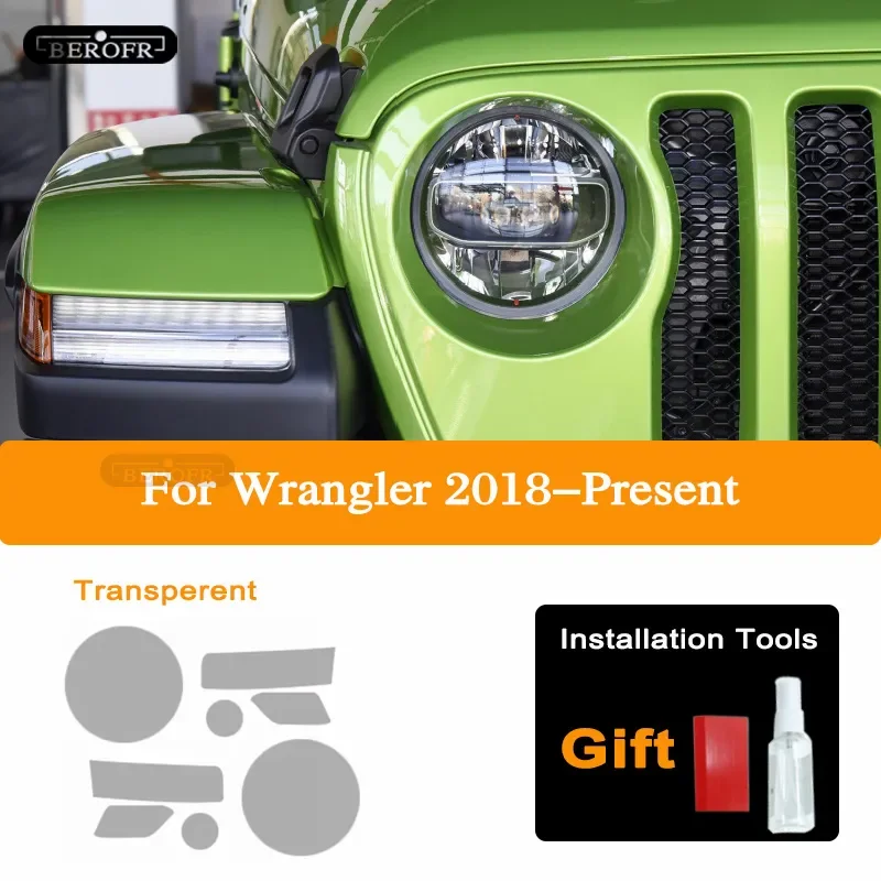 

Для Jeep Wrangler JL 2019 2020, защитная пленка для фар автомобиля, дымчатая черная прозрачная защитная наклейка из ТПУ, аксессуары