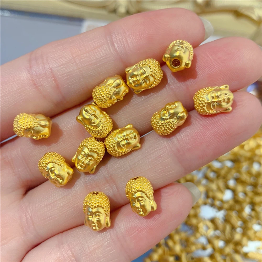 

1PCS Pure 24K Yellow Gold Pendant 3D Hard Gold Blessing Buddha Transfer Bead 0.6-0.8g