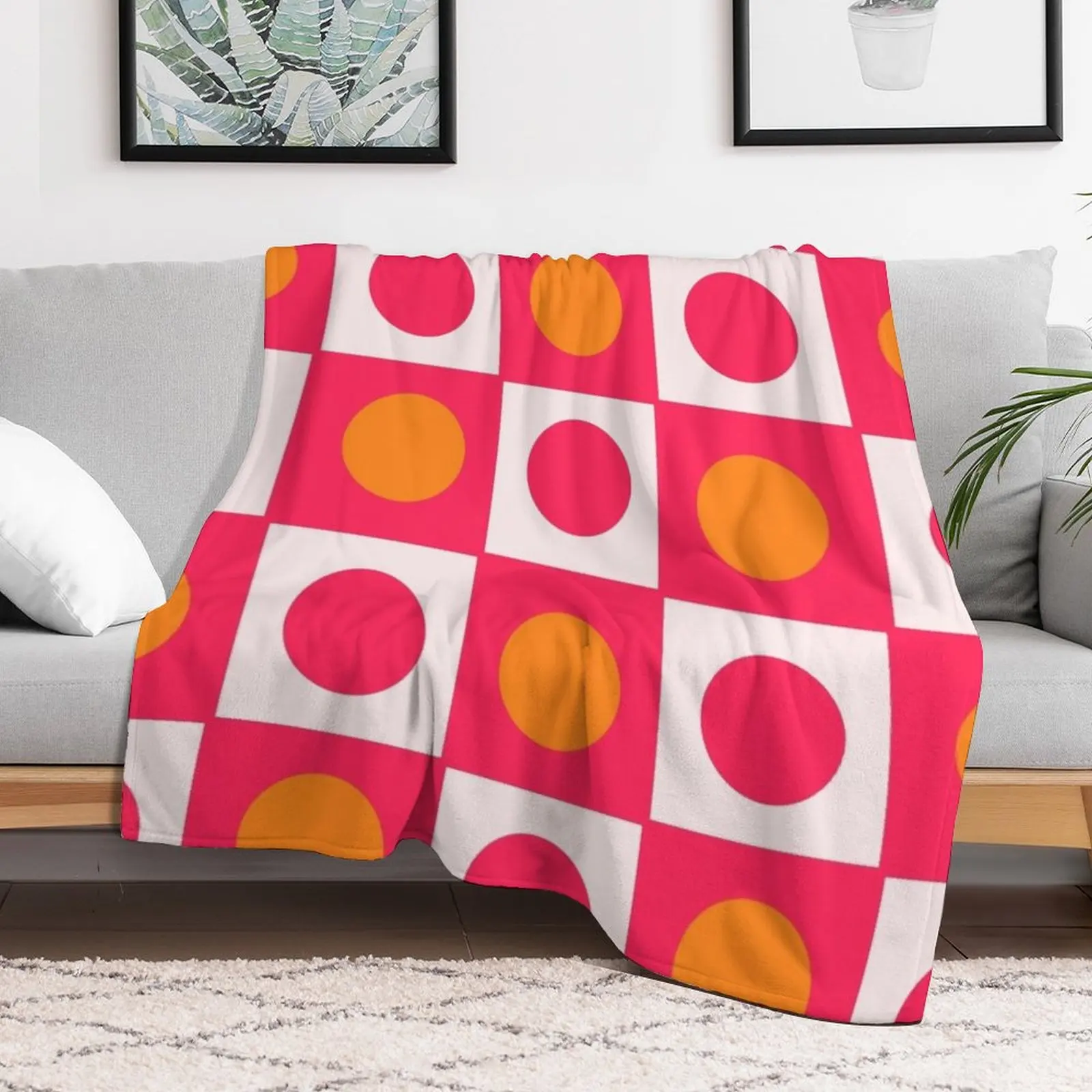 Ярко-розовое и оранжевое клетчатое одеяло одеяла для диванов милые мягкие