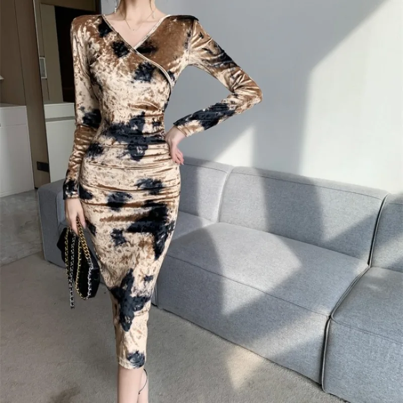 Ezgaga винтажные сексуальные платья женские с v-образным вырезом и цветочным