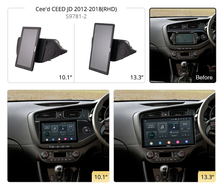 Фото Автомобильная мультимедийная система Ownice Android 14.0 1920*1080 13.3 дюйма для KIA Cee'd CEED JD 2012-2018, автомагнитола, аудио, 4G LTE, 360, 8-ядерный процессор, без DVD №3