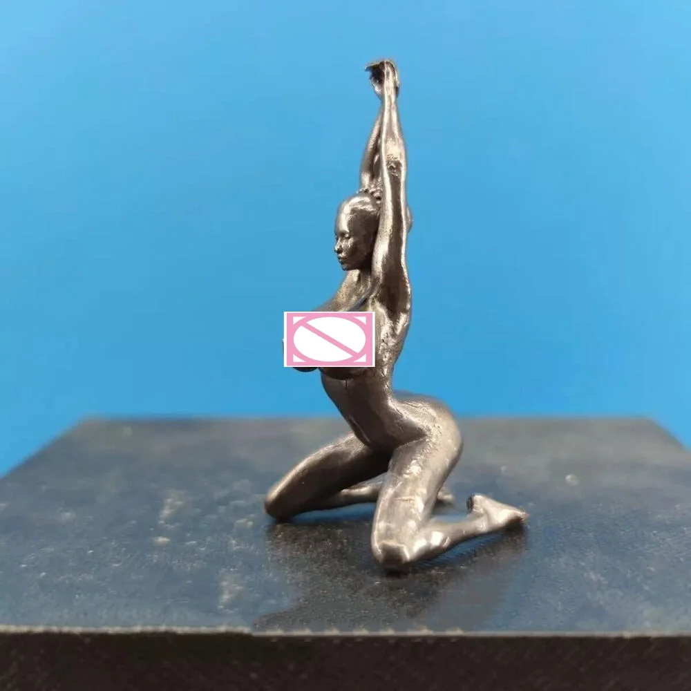 

Черная латунная сексуальная статуя красоты на коленях, фигурка девушки-йоги, модель тела, орнамент