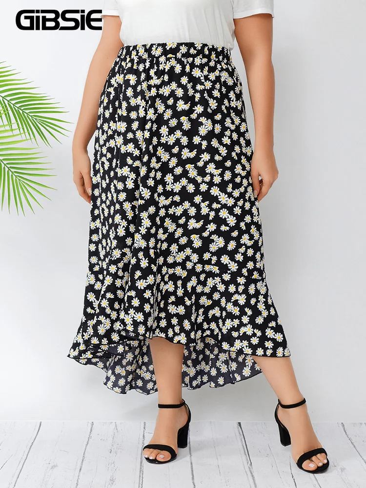 Юбка Женская длинная в стиле бохо с оборками и поясом на резинке |