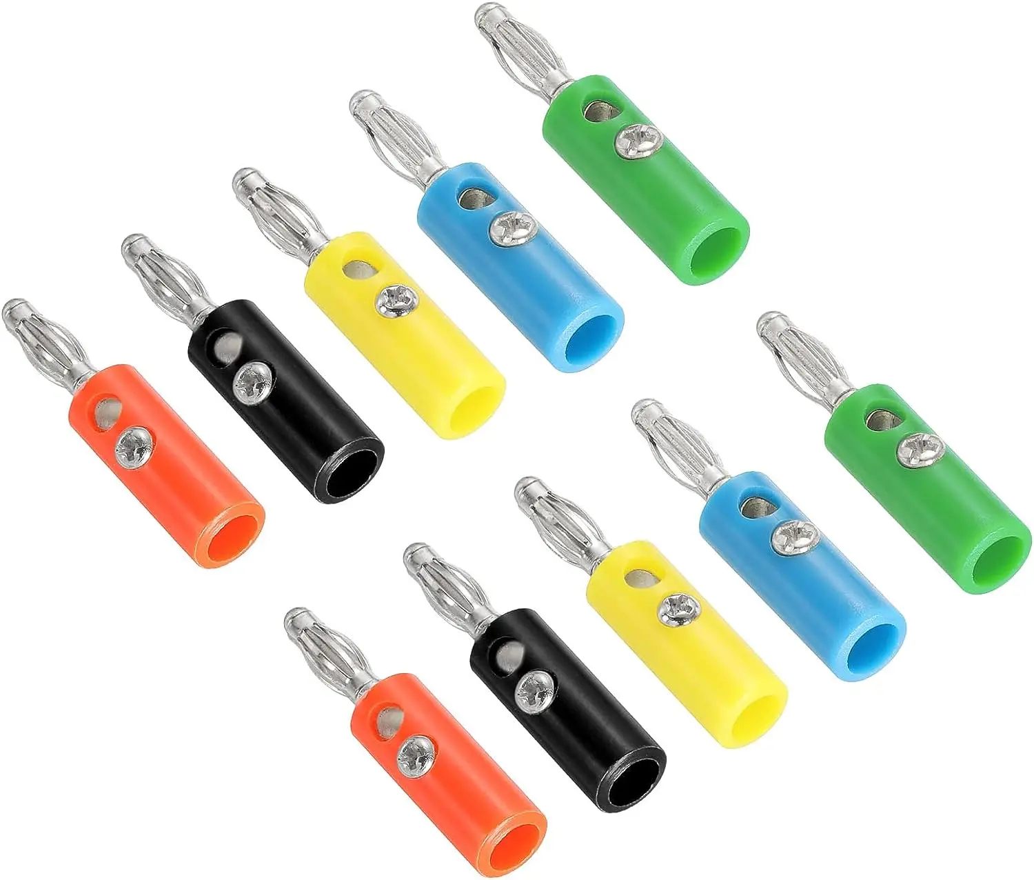 

10 Pack Banana Plugs Connector Screw Type Speaker Banana Plugs 4mm Nickel-Plated Alloy for Speaker Wires, Sound Systems, Video R