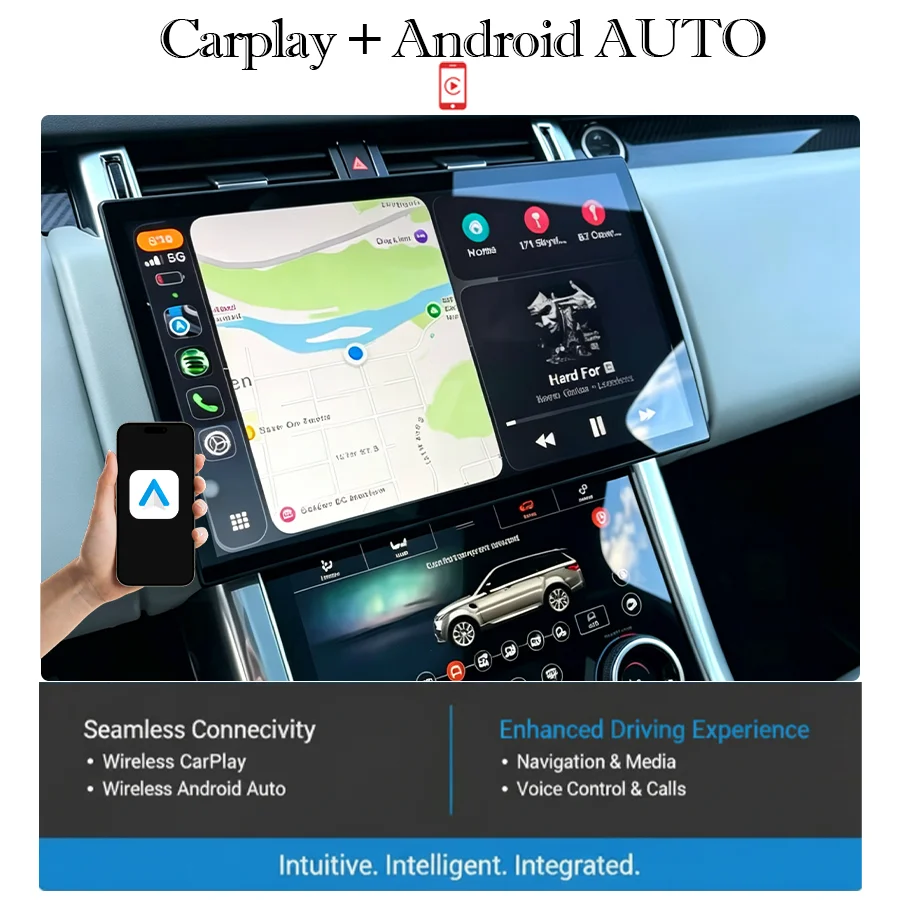 Фото 13,3-дюймовый экран с поддержкой Radio Carplay и 4G, изогнутый экран для Range Rover Vogue Sport Velar L405 L494 L560 2018-2022 годов выпуска, Qualcomm Android 14 №5