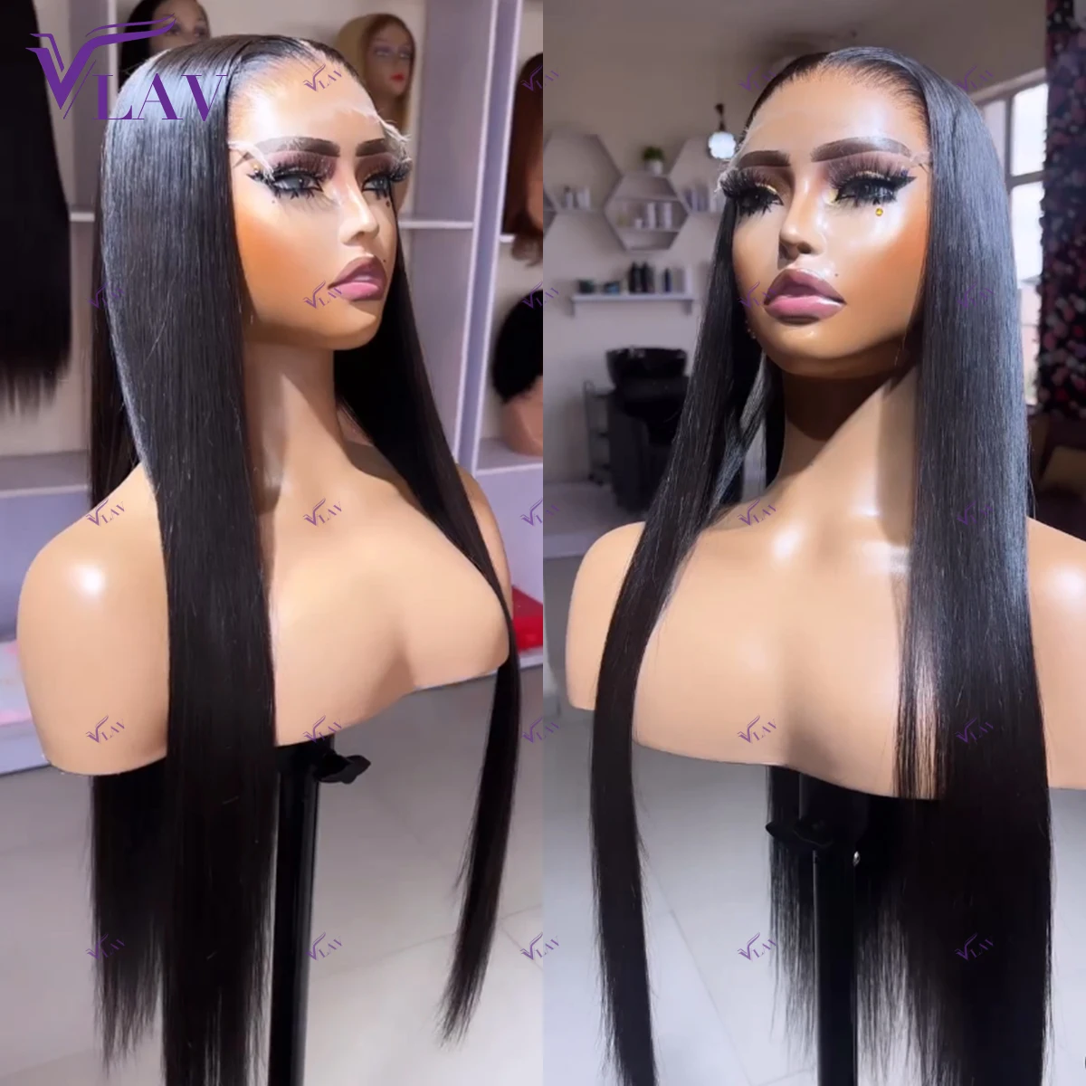 Парик женский шелковистый прямой без клея 13 × 6 дюймов 4/360