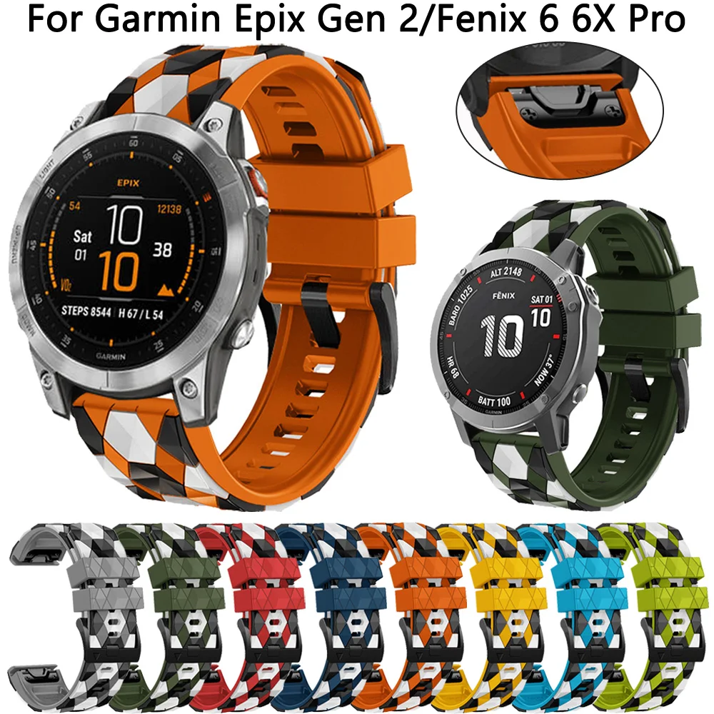 

QuickFit 22 26mm Watchband Strap For Garmin Epix MARQ Gen 2 Watch Bands Fenix Tactix 7 7X 6 6X Pro 5X Pro 3 HR Silicone Bracelet