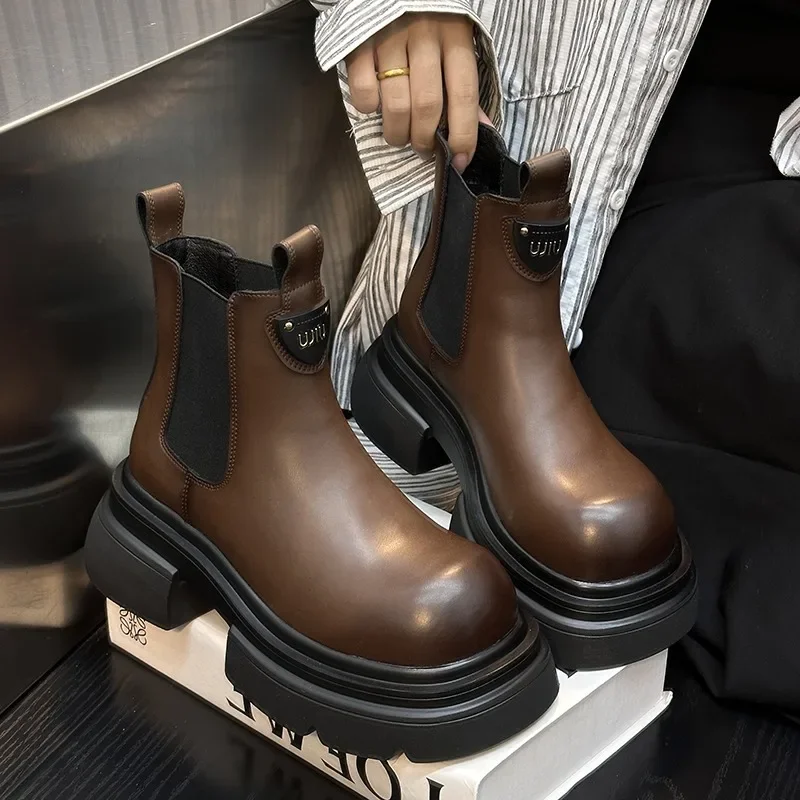 

Women's Boots Trend Ladies Platform Ankle Boots for Women Fashion Back Thick Bottom Autumn Winter Shoes Elegant Mordern Booties