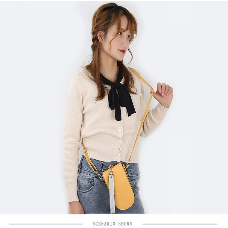 Small Crossbody Cellphone Purse For Women Femlae Solid Color Messenger Totes Shoulder Handbags Ladies Soft Leather Wallets Bags