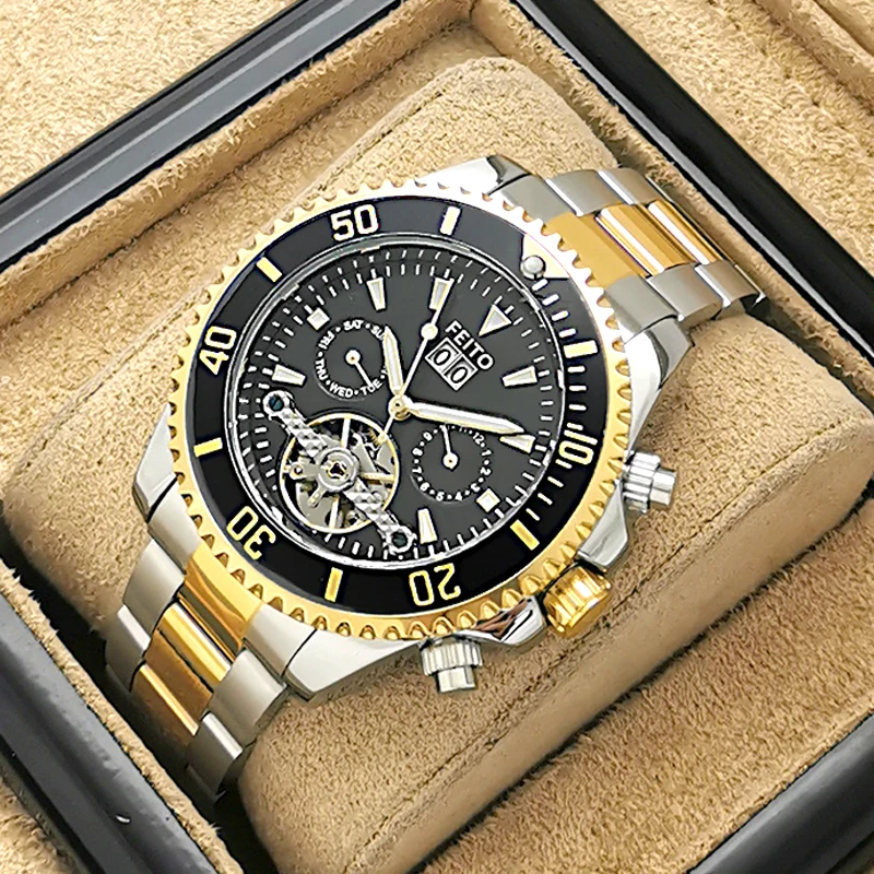 Enlarge Men's waterproof multi-function large dial men's mechanical watch casual men's watch