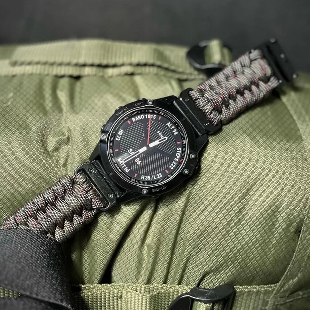 Фото Ремешок для часов HEMSUT для Garmin Quickfit 22/26 мм, нейлоновая оплетка, 550 парашютных шнуров, ремешки для запястий, совместимость с Tactix Marq Instinct №1