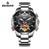 senors sn200 mens watch luxury mechanical watch waterproof business sports watch skeleton tourbillon automatic clock 3atm